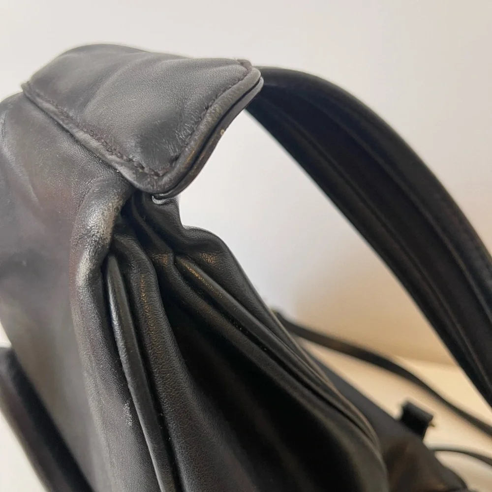 Vintage Aurielle Black Leather Sling Bag Backpack